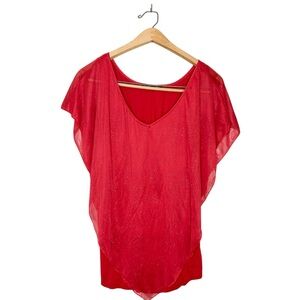 Y2K Vintage Always‎ Indigo Sparkly Red Layered Blouse Large L